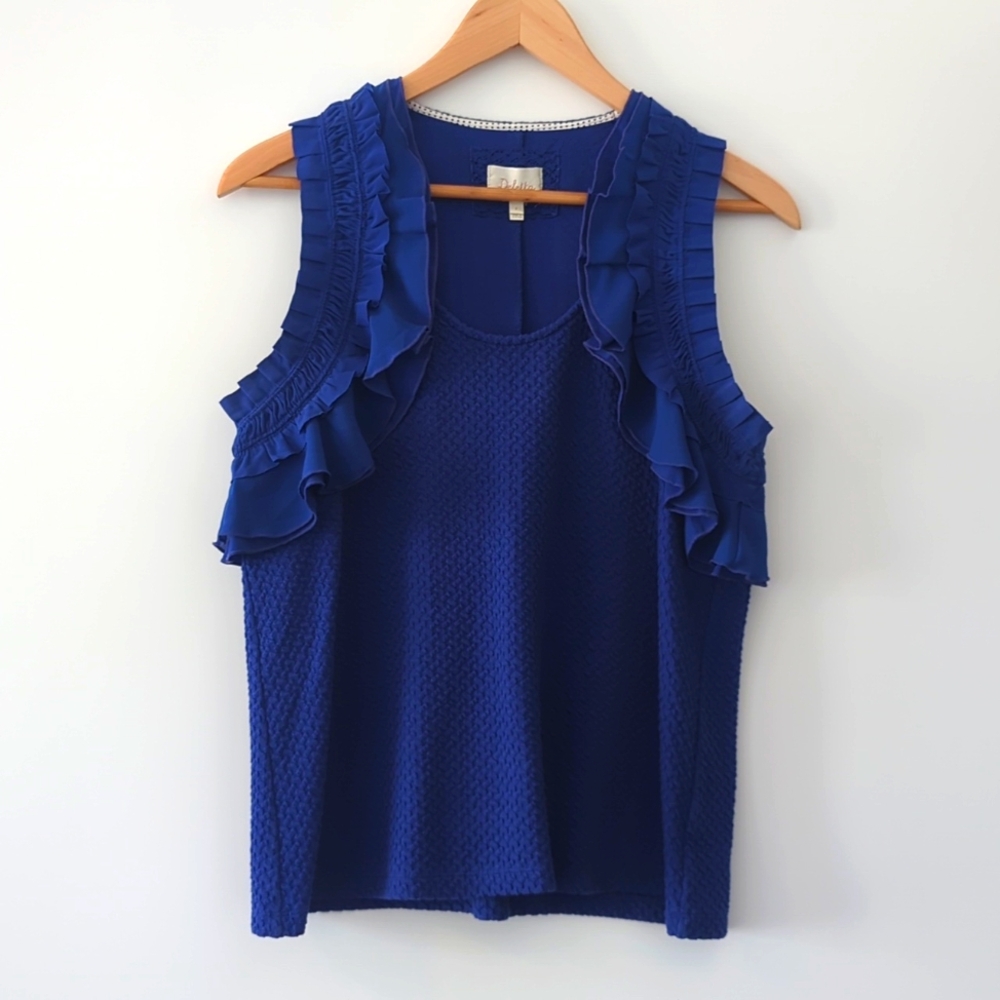 Cobalt blue fun fashionable top from Anthropologie